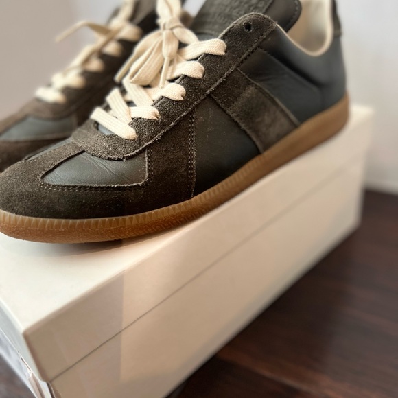 MAISON MARGIELLA Olive Green Suede Sneakers - Picture 2 of 5